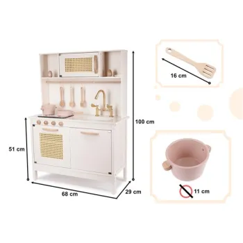 Kuchnia dla dzieci drewniana MDF retro z akcesoriami BOHO 100cm-1222705
