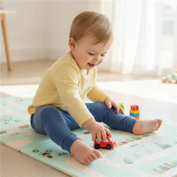 Mata edukacyjna piankowa dwustronna składana pandy ulica 180 x 200cm-1224917