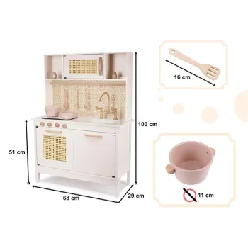 Kuchnia dla dzieci drewniana MDF retro z akcesoriami BOHO 100cm-1223595