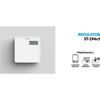 Przewodowy  dwustanowy regulator pokojowy Czarny ST-294v1 Tech sterowniki-1258449