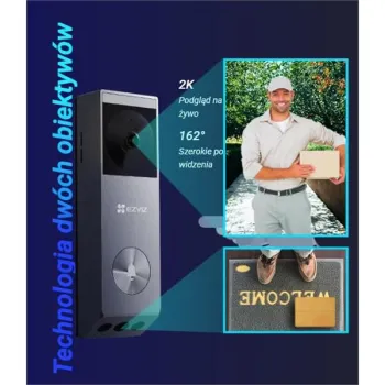 Wideodomofon Ezviz EP3x (3MP+2MP) zasilany bateriami z panelem słonecznym-1253984