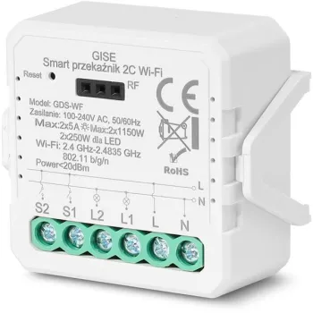 GISE Smart Podwójny moduł przekaźnikowy WiFi | Tuya | GDS-WF-1253125