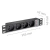 Qoltec Aluminiowa Listwa zasilająca  PDU do RACK 10'' | 1U | 16A |  4xFRENCH | 1.8m-1265562