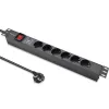 Qoltec Aluminiowa Listwa zasilająca  PDU do  RACK 19'' | 1U | 16A |  6xSCHUKO | 1.8m-1265587