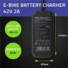Qoltec Szybka Ładowarka do roweru skutera elektrycznego 36V | 42V | 2A | 5.5*2.1 | wodoodporna +kabel zasilający-12661
