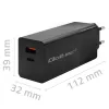 Qoltec Ładowarka GaN POWER PRO | 1xUSB-C | 1xUSB | 100W | 5-20V | 1.5-5A | PD | Laptop | Smartfon | Czarna-1265096