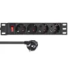 Qoltec Aluminiowa Listwa zasilająca  PDU do  RACK 10'' | 1U | 16A |  4xSCHUKO | 1.8m-1265552