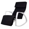Fotel bujany regulowany podnóżek biało czarny ModernHome-1267696