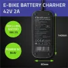 Qoltec Szybka Ładowarka do roweru skutera elektrycznego 36V | 42V | 2A | 5.5*2.5 | wodoodporna +kabel zasilający-12661