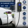 Qoltec Mobilna ładowarka do samochodu elektrycznego EV i hybryd z regulacją 2w1 Typ2 | 7kW | 230V | CEE 32A | Wi-fi| L