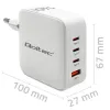Qoltec Ładowarka sieciowa 140W GaN  | 5-20V | 2.5-5A | 3 x USB-C PD | 1 x USB QC 3.0 | Laptop | Smartfon | Biała-12657