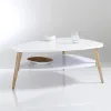 Nowoczesny stolik kawowy półka drewniane nogi biały ModernHome-1267783