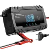 Qoltec Inteligentna mikroprocesorowa ładowarka 12V 8A | 24V 4A| Prostownik z funkcją naprawy do akumulatora AGM GEL | 