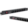 Qoltec Aluminiowa Listwa zasilająca  PDU do  RACK 19'' | 1U | 16A |  6xFRENCH | 1.8m-1265569