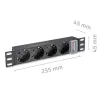 Qoltec Aluminiowa Listwa zasilająca  PDU do  RACK 10'' | 1U | 16A |  4xSCHUKO | 1.8m-1265551