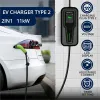 Qoltec Mobilna ładowarka do samochodu elektrycznego EV i hybryd z regulacją 2w1 Typ2 | 11kW | 3 Fazy | CEE 32A | LCD |