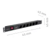 Qoltec Aluminiowa Listwa zasilająca  PDU do  RACK 19'' | 1U | 16A |  6xSCHUKO | 1.8m-1265585