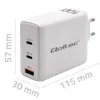 Qoltec Ładowarka sieciowa 100W GaN  | 5-20V | 1.5-5A | 2 x USB-C PD | 1 x USB QC 3.0 | Laptop | Smartfon | Biała-12657