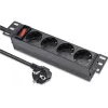 Qoltec Aluminiowa Listwa zasilająca  PDU do  RACK 10'' | 1U | 16A |  4xSCHUKO | 1.8m-1265553