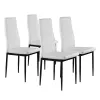 Zestaw krzeseł do jadalni salonu z krzesło ekoskóry 4 sztuki wysokie oparcie białe ModernHome