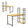 Biurko komputerowe drewniane regał z półkami loft-1268617
