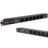 Qoltec Aluminiowa Listwa zasilająca  PDU do  RACK 19'' | 1U | 16A |  6xSCHUKO | 1.8m-1265581