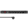 Qoltec Aluminiowa Listwa zasilająca  PDU do  RACK 19'' | 1U | 16A |  6xSCHUKO | 1.8m-1265586