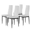 Zestaw krzeseł do jadalni salonu z krzesło ekoskóry 4 sztuki wysokie oparcie białe ModernHome-1267033