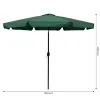 Parasol ogrodowy duży 3 m skośny łamany z korbą zielony MultiGarden-1269948