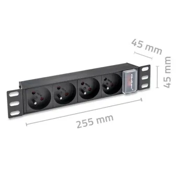 Qoltec Aluminiowa Listwa zasilająca  PDU do RACK 10'' | 1U | 16A |  4xFRENCH | 1.8m-1265562