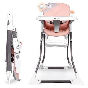 Fotelik krzesełko do karmienia róż składany ECOTOYS-1267631
