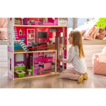 Duży drewniany domek z windą dla lalek - Rezydencja Malibu ECOTOYS-1266815