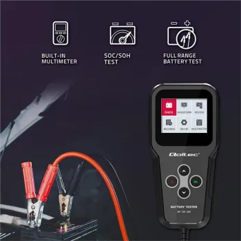 Qoltec Cyfrowy tester akumulatora 3w1 z LCD | Polskie Menu | 6V | 12V | 24V | 10Ah-200Ah-1265977