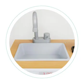 Drewniana kuchnia dla dzieci światło led + garnki ECOTOYS-1268828