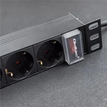 Qoltec Aluminiowa Listwa zasilająca  PDU do  RACK 10'' | 1U | 16A |  4xSCHUKO | 1.8m-1265549
