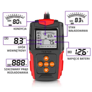 Qoltec Cyfrowy tester akumulatora z wyświetlaczem LCD | 12V | 24V | 3Ah-200Ah-1265300