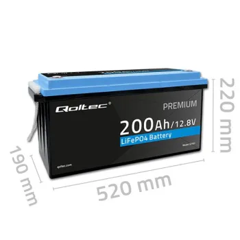 Qoltec Akumulator LiFePO4 Litowo-Żelazowo-Fosforanowy | 12.8V | 200Ah | 2560Wh | BMS-1264864