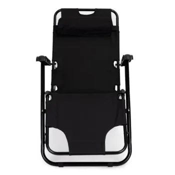 Leżak ogrodowy z zagłówkiem składana konstrukcja czarny MultiGarden-1268899