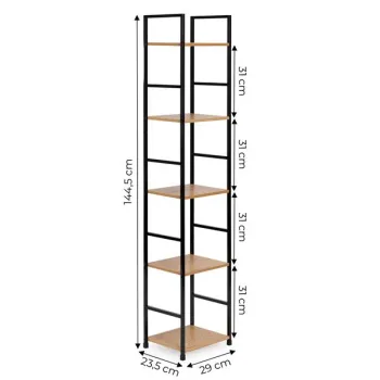 Regał drewniany nowoczesny metalowa rama LOFT 5 półek ModernHome-1269171