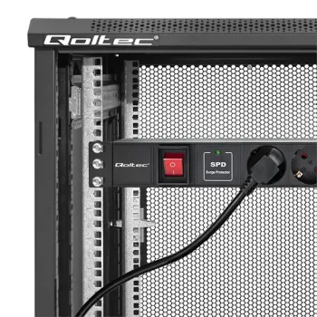 Qoltec Aluminiowa Listwa zasilająca  PDU do  RACK 19'' | 1U | 16A |  6xSCHUKO | 1.8m-1265580