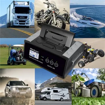 Qoltec Inteligentna mikroprocesorowa ładowarka 12V  24V 25A| Prostownik z funkcją naprawy do akumulatora AGM GEL SLA |