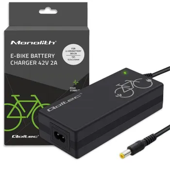 Qoltec Ładowarka do roweru, skutera elektrycznego 36V | 42V | 2A | 5.5*2.5 | +kabel zasilający