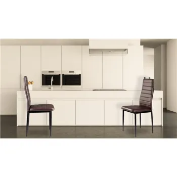 Zestaw krzeseł do jadalni salonu z ekoskóry 4 sztuki wysokie oparcie brązowe ModernHome-1267239