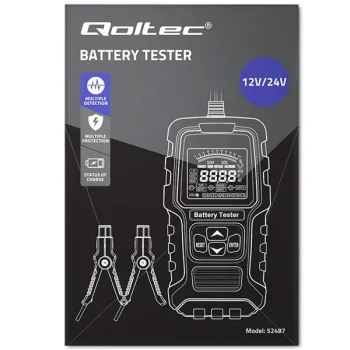 Qoltec Cyfrowy tester akumulatora z wyświetlaczem LCD | 12V | 24V | 3Ah-250Ah-1265689