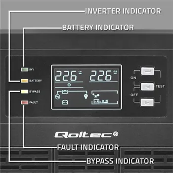 Qoltec Zasilacz awaryjny UPS | 3kVA | 3000W | Power Factor 1.0 | LCD | EPO | USB | On-line-1265511