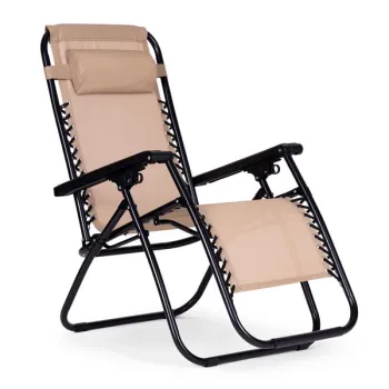 Leżak fotel ogrodowy plażowy regulowane oparcie ZERO GRAVITY MultiGarden - beżowy-1269979