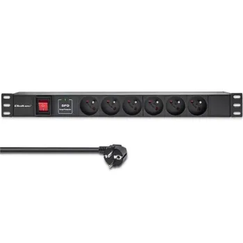 Qoltec Aluminiowa Listwa zasilająca  PDU do  RACK 19'' | 1U | 16A |  6xFRENCH | 1.8m-1265574