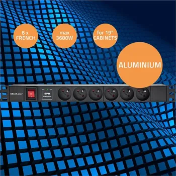 Qoltec Aluminiowa Listwa zasilająca  PDU do  RACK 19'' | 1U | 16A |  6xFRENCH | 1.8m-1265567