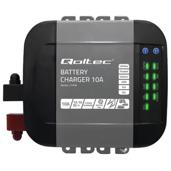 Qoltec Inteligentna ładowarka Monolith do akumulatorów LiFePO4 AGM GEL SLA | 10A | 12V-1264907
