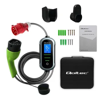 Qoltec Mobilna ładowarka do samochodu elektrycznego EV i hybryd z regulacją 2w1 Typ2 | 22kW | 400V | CEE 32A | Wi-fi |